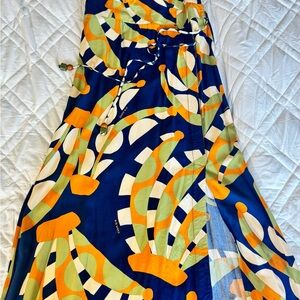 FARM Rio Blue and Orange Midi Dress